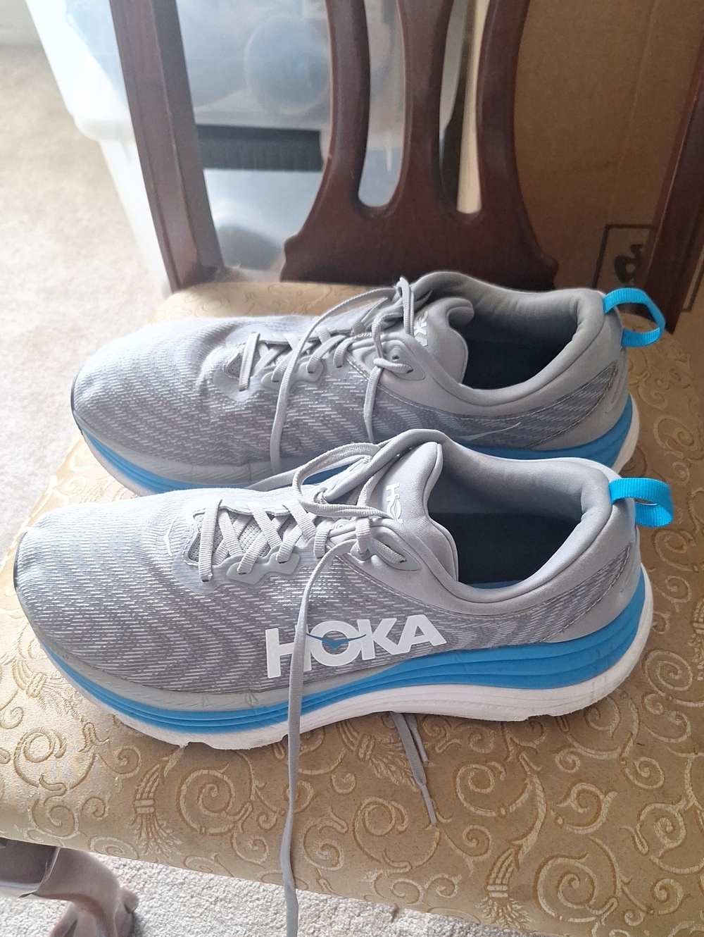Hoka One One Gaviota 5 Wide - Gray with Blue Logo